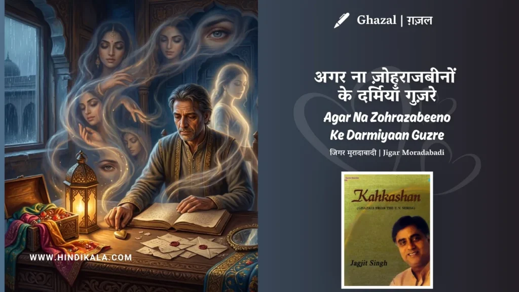 gulzar-ghazal-Agar-Na-Zohrazabeeno-Ke-Darmiyaan-Guzre-lyrics